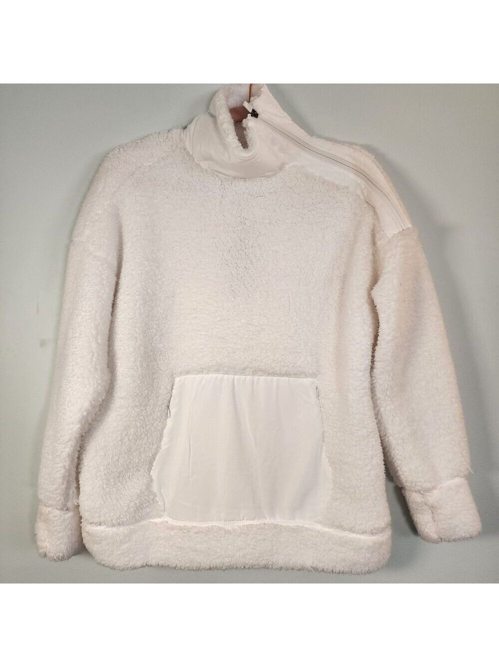 Tē Verde NYC Asymmetric Zip Sherpa Teddy Pullover Sz S NWT Cozy Faux Fur